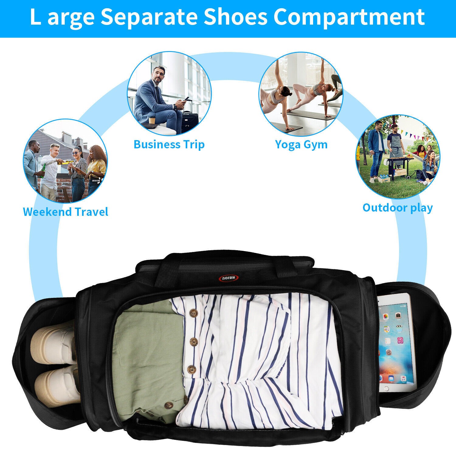 72L Large Luggage Duffle Bag Foldable Lightweight Weekender Travel Bag Men Women