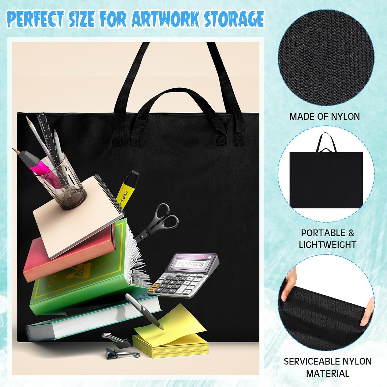 48 x 36 Inch Art Portfolio Bag Large Size Art Supply Bag with Nylon Shoulder Wat