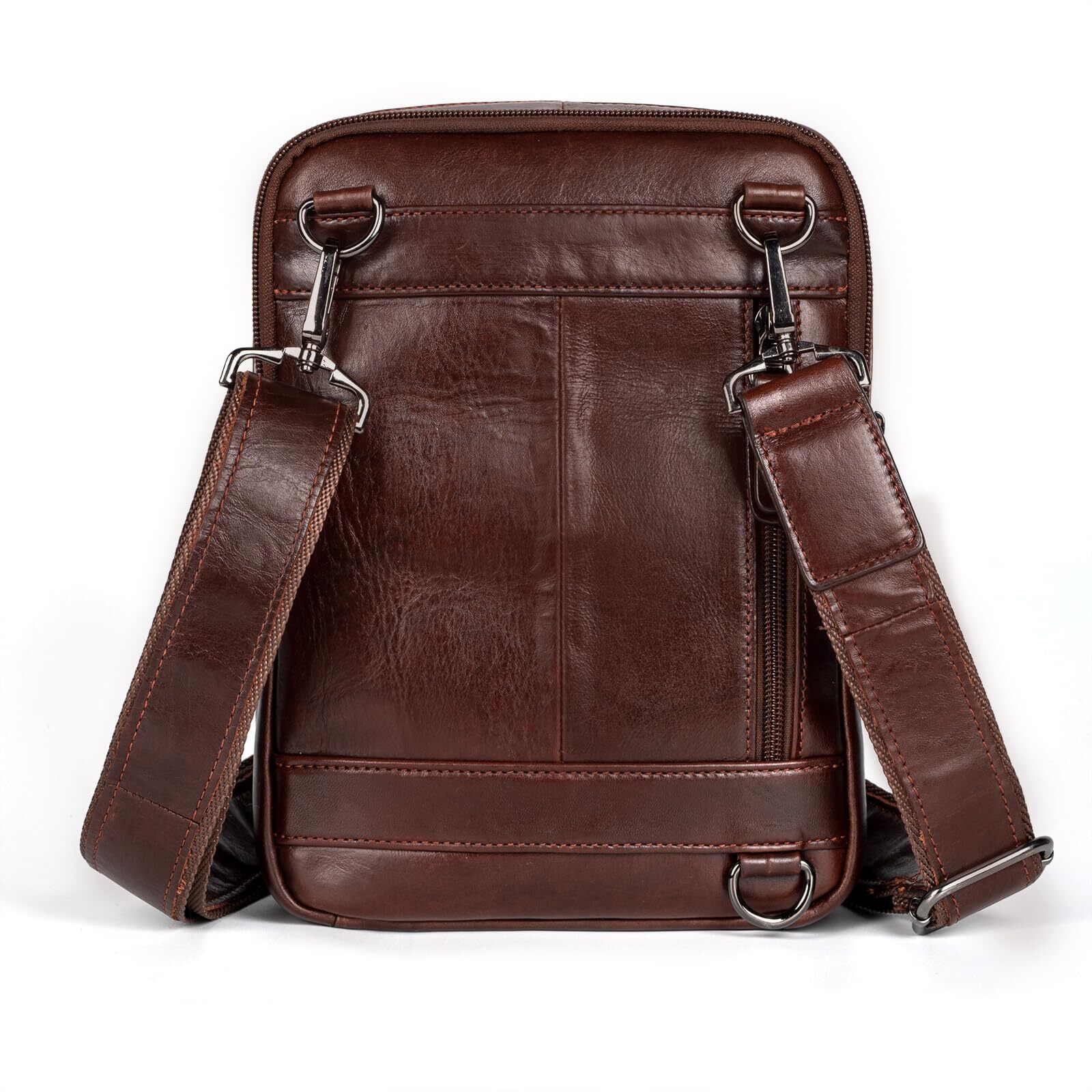 Leather Messenger Bag for Men, Small Leather Sling Shoulder Bag Messenger Pack
