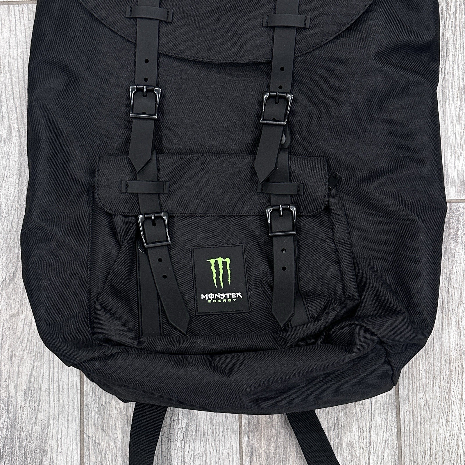 Monster Energy Black Rucksack Heritage Drawstring Buckle Strap Laptop Backpack