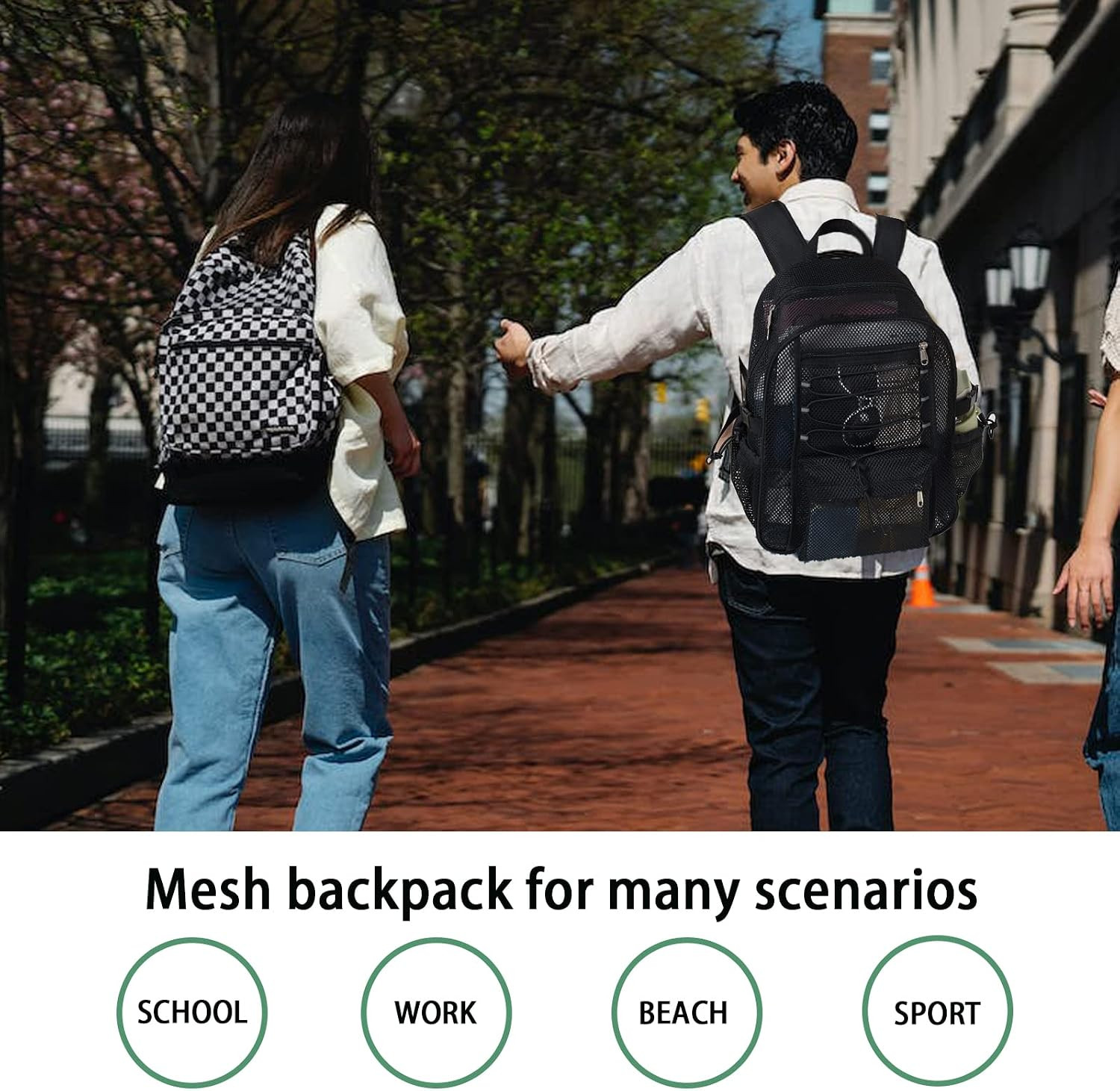 Mesh Backpack Heavy Duty for School, 23L Mesh Bookbag for Adults, See