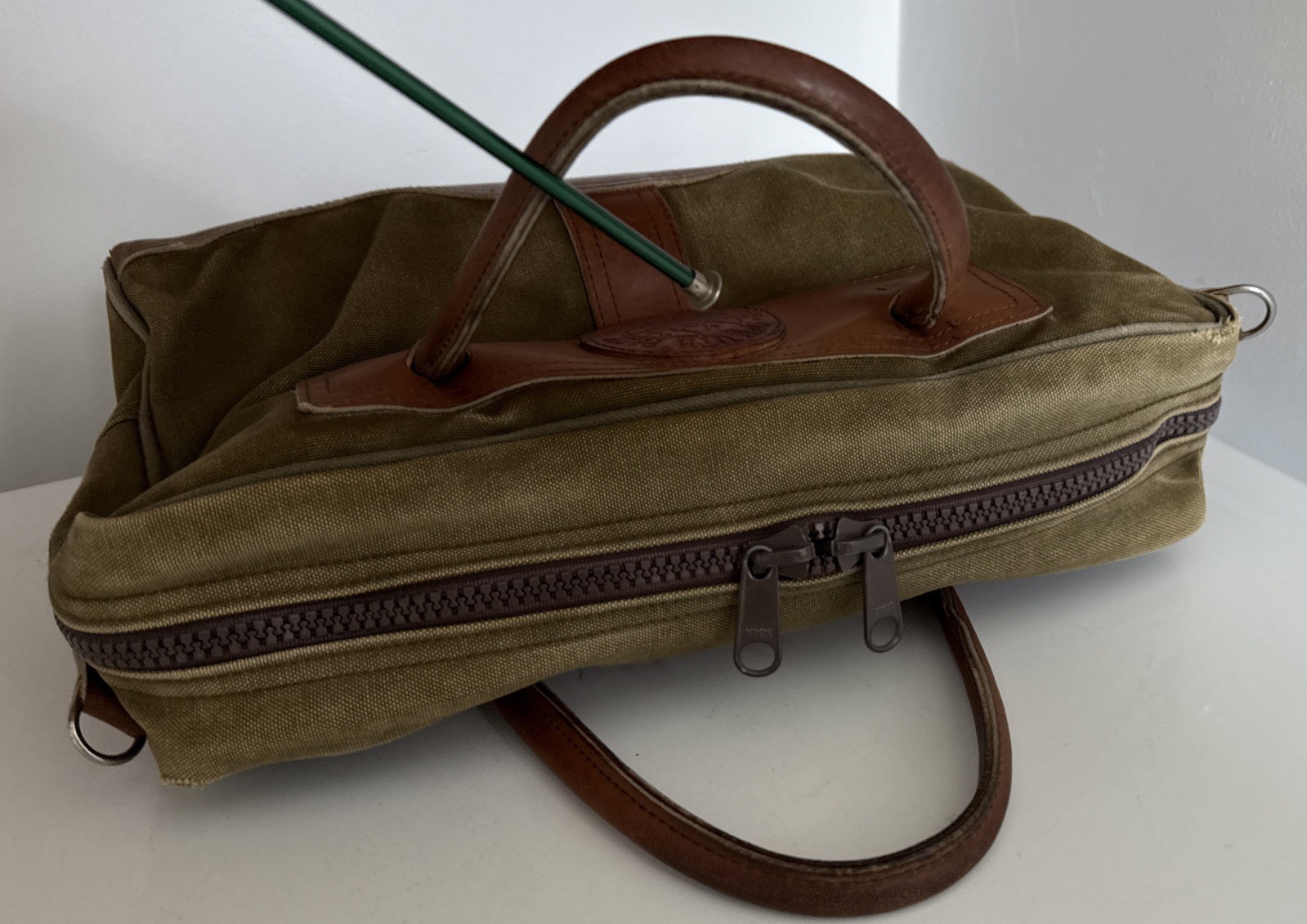 Duluth Pack MINN Green Canvas Leather Briefcase USA Travel Bag VTG Well Used