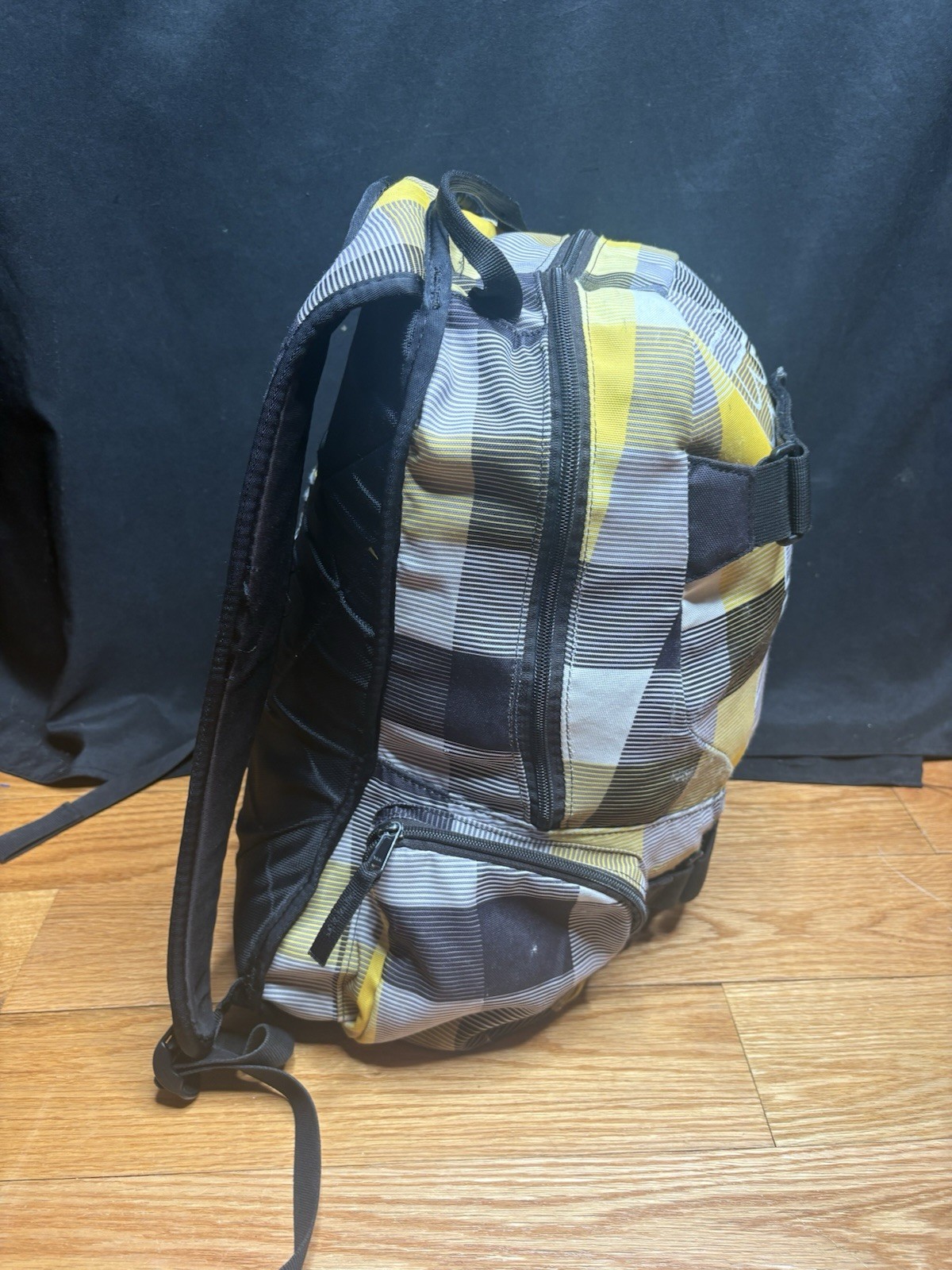 Burton Backpack Plaid Black Multicolor 18x15x7 Snowboard Skateboard School