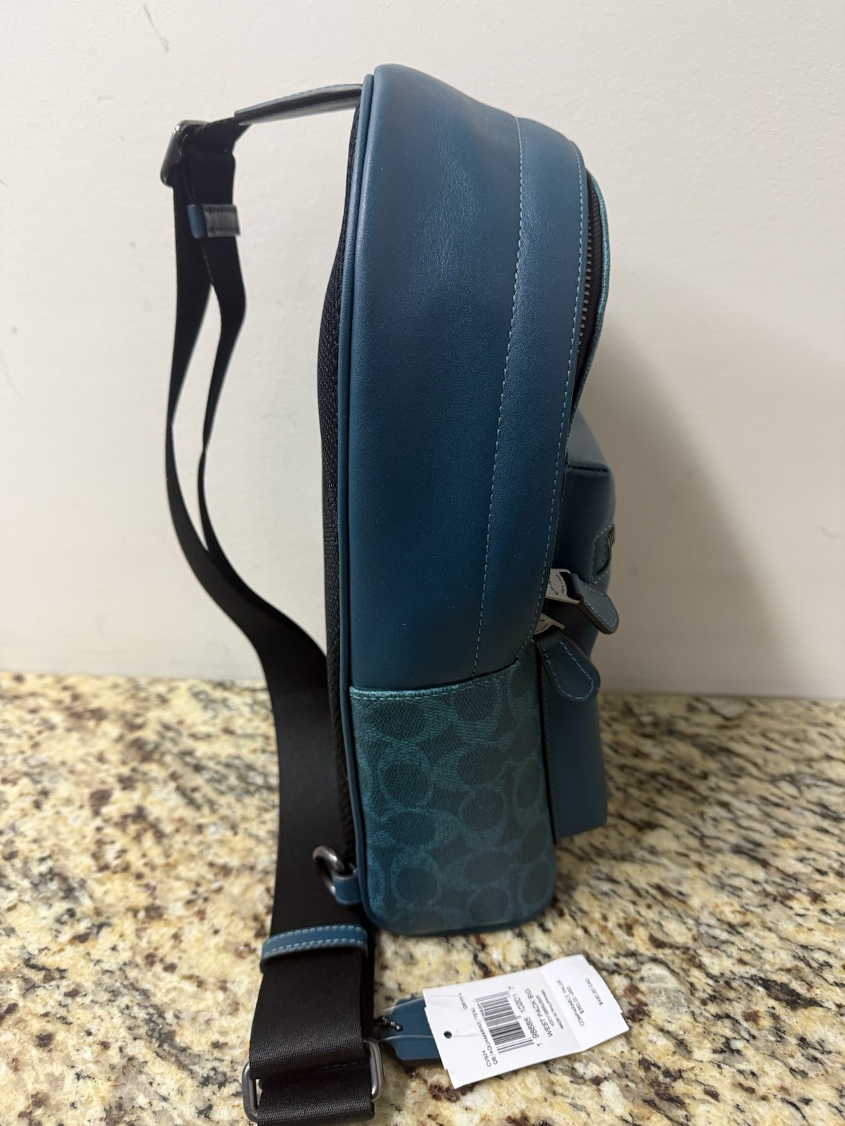 Coach Crossbody West Pack In Signature Canvas & Leather Aquamarine/ Teal “GV”