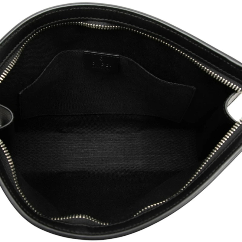Gucci GG Supreme Web Sherry Line Clutch Bag 475316 Black PVC Leather