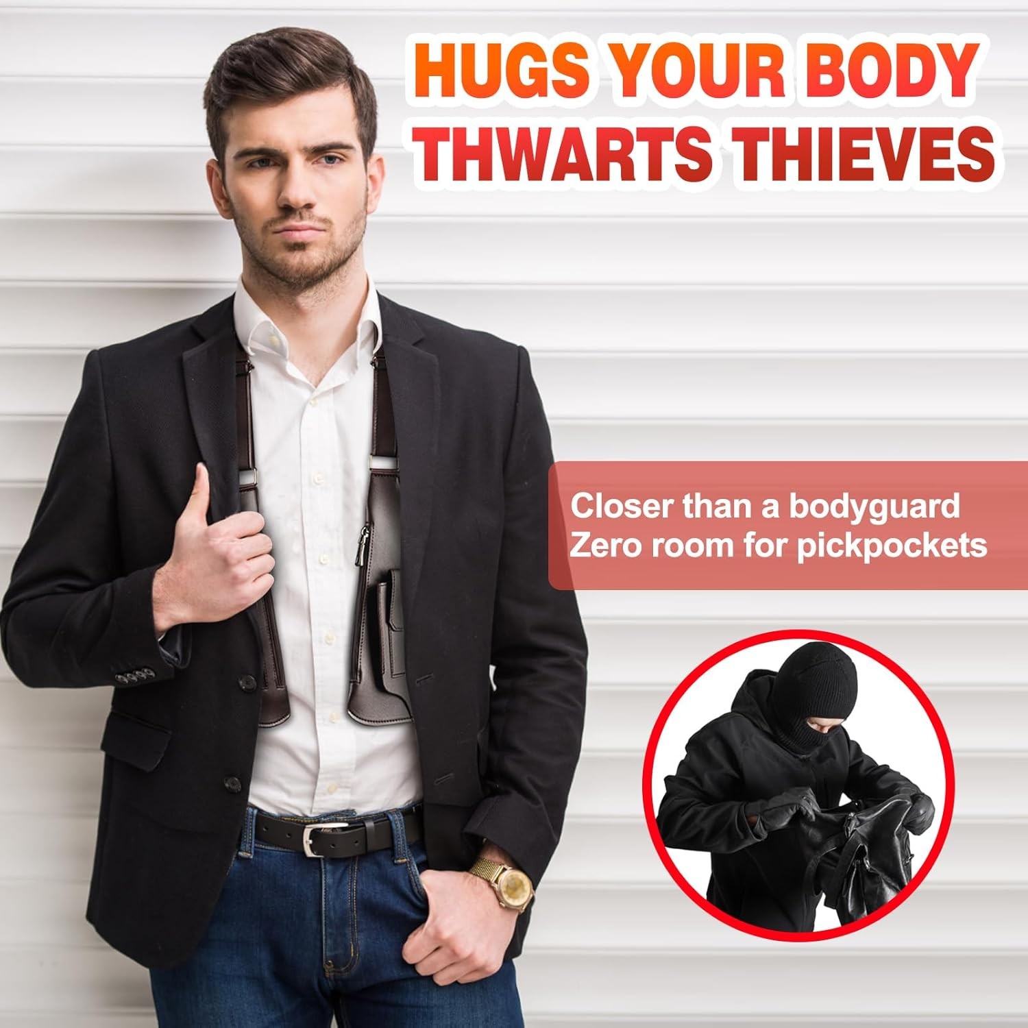 Premium Leather Underarm Shoulder Bag for Men, Anti-Theft Double Shoulder Armpit