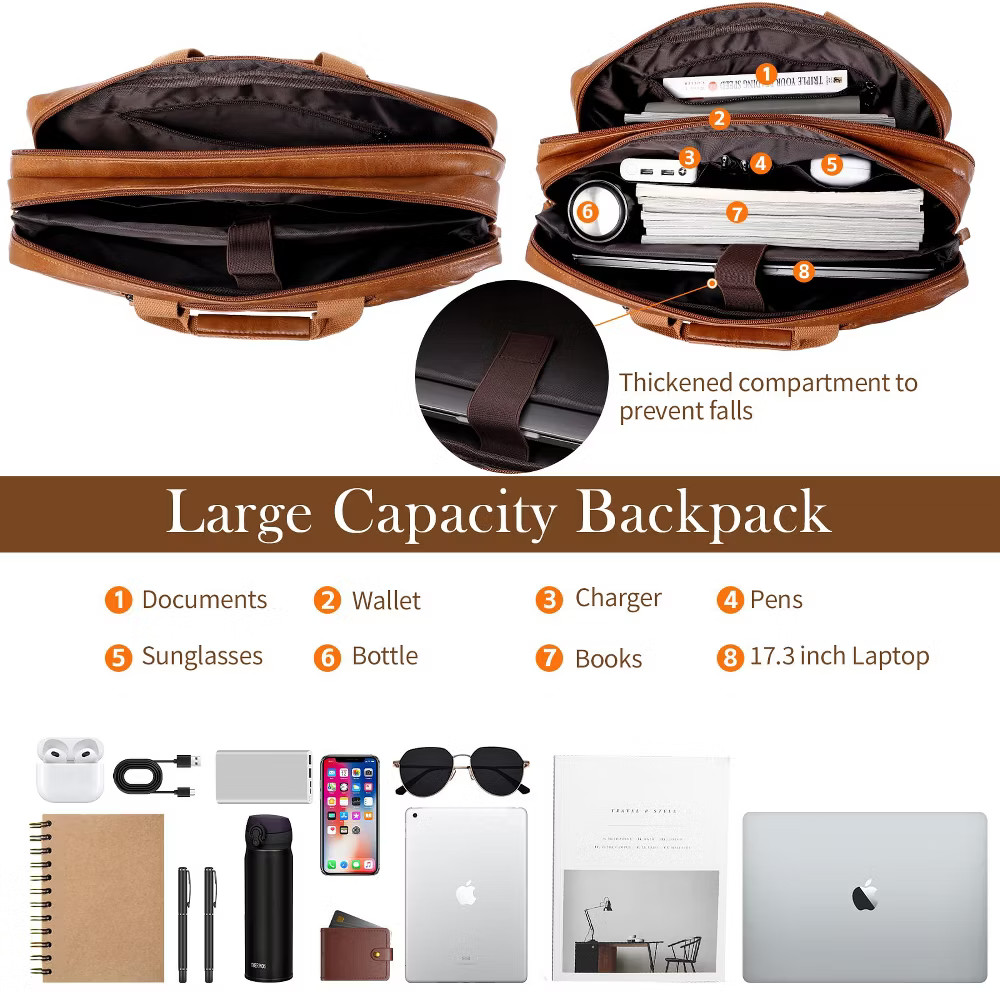 Faux Leather Messenger Bag for Men | 17 Inch Leather Mens Laptop