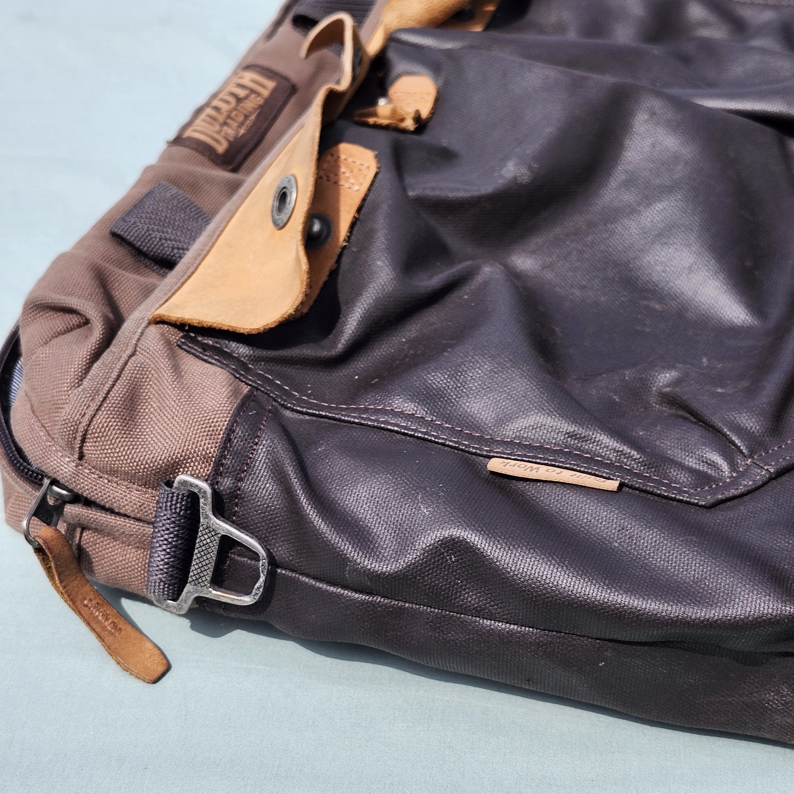 Duluth Trading Co Fire Hose Canvas and Leather Briefcase Laptop Bag