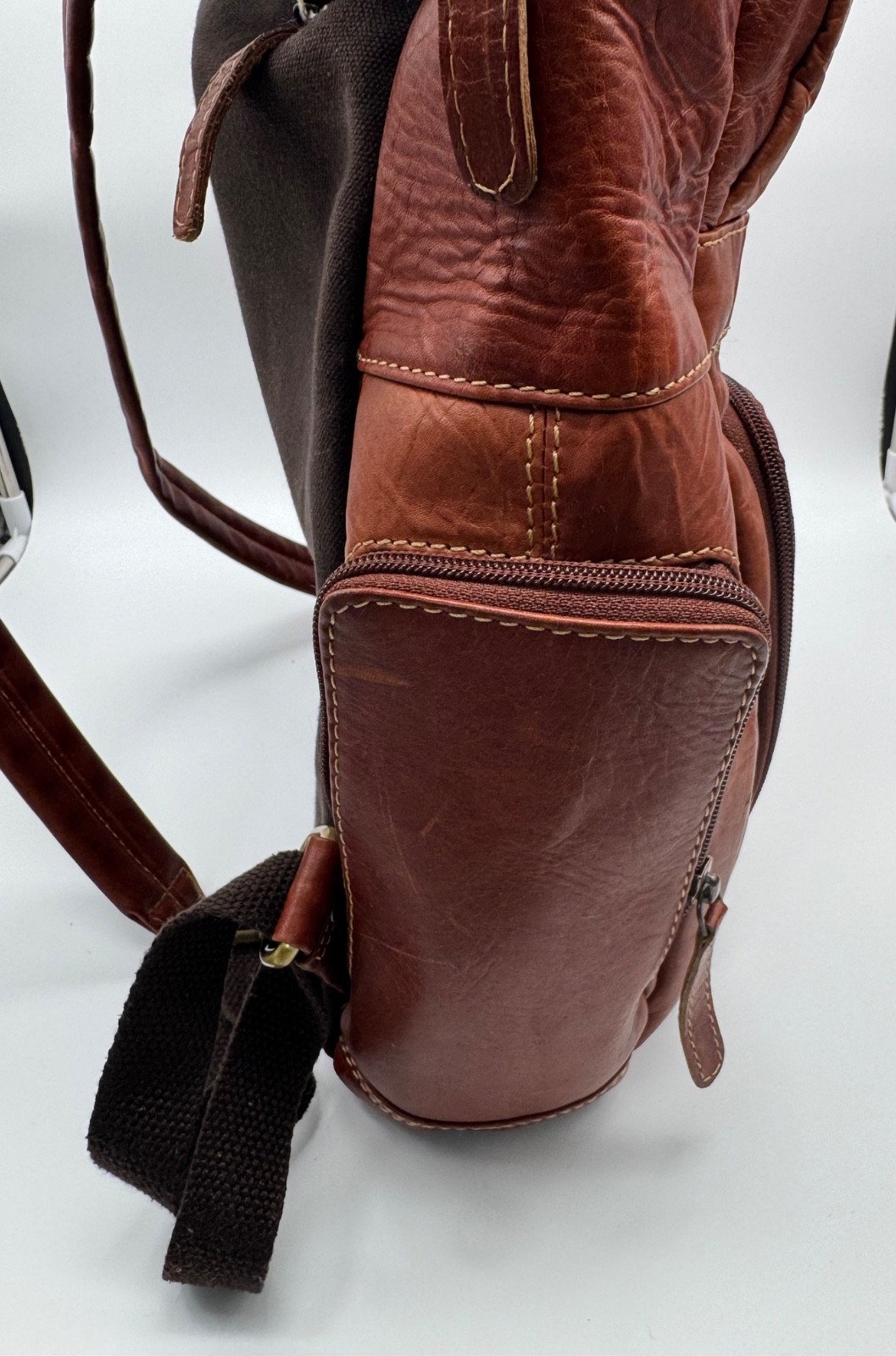 Marco Daniela distressed brown genuine leather backpack / laptop bag