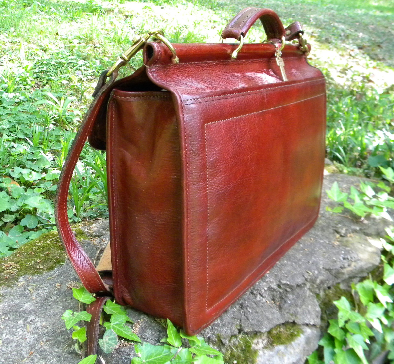 Vintage Jack Georges Leather Cognac Tuscany Executive Briefcase Messanger Bag