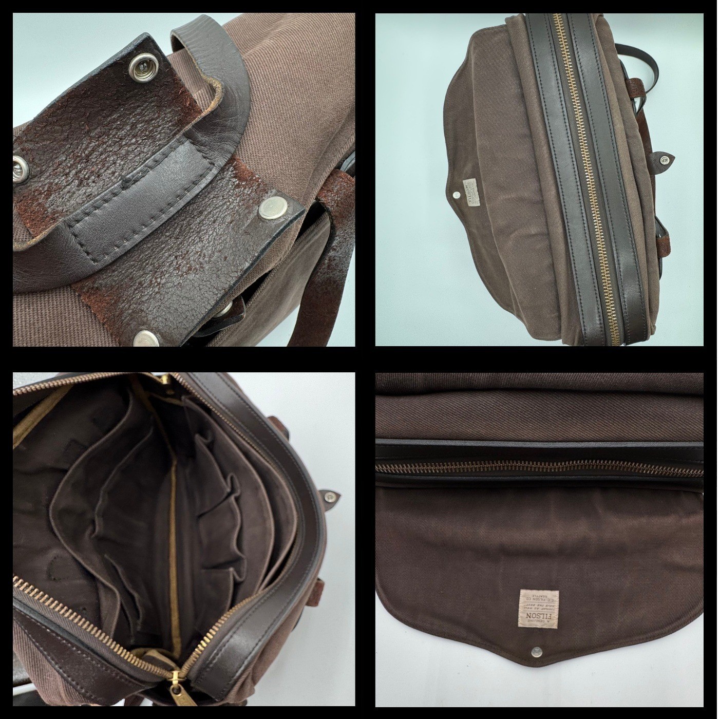 Filson 257 Briefcase Brown Rugged Twill Leather Messenger Laptop Luxury USA Made