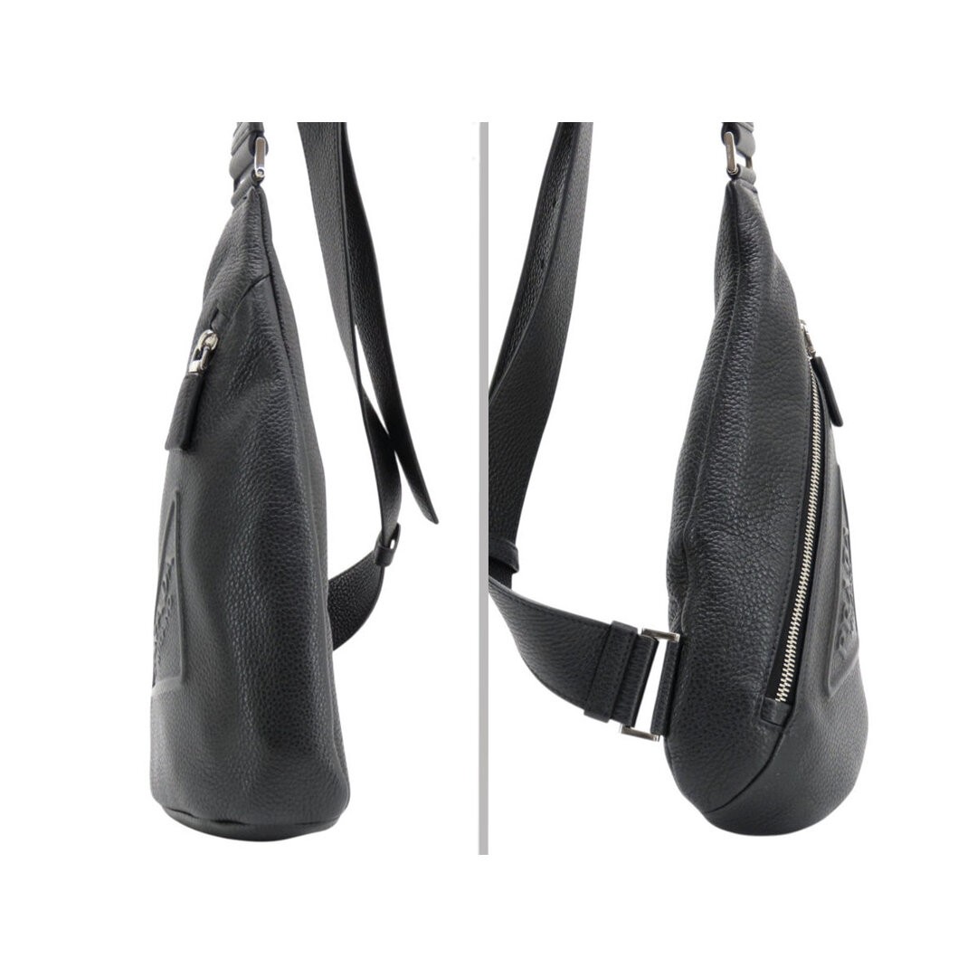 Prada VITELLO DAINO Triangle Logo Leather Sling Bag Body Bumbag Used LIBR-0