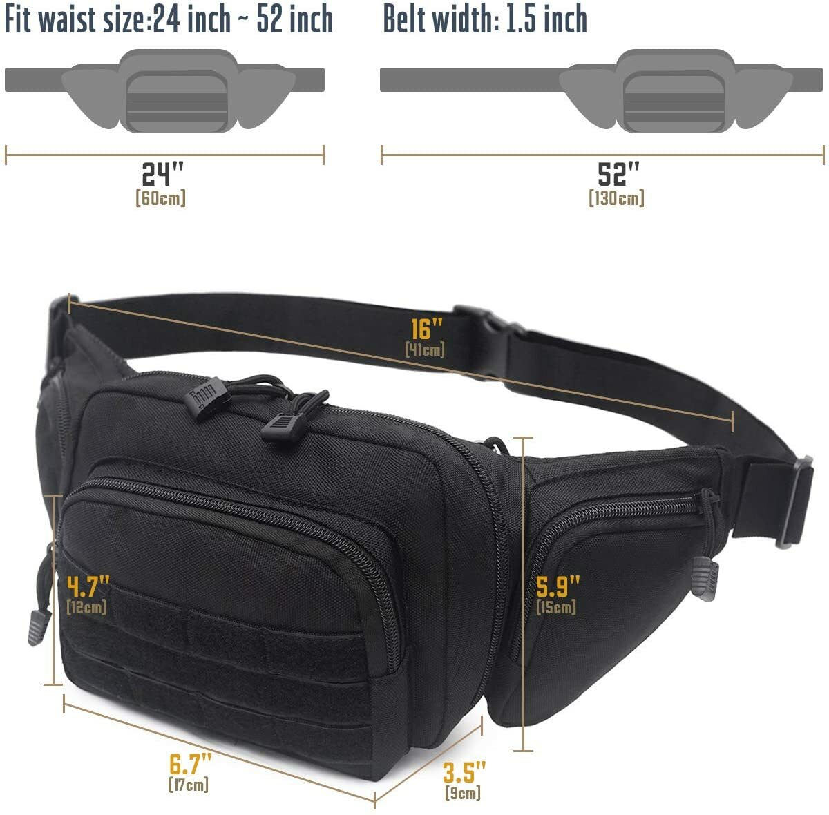 Concealed Carry Tactical Fanny Pack Military Gun Pistol Holster Waist Belt Bag