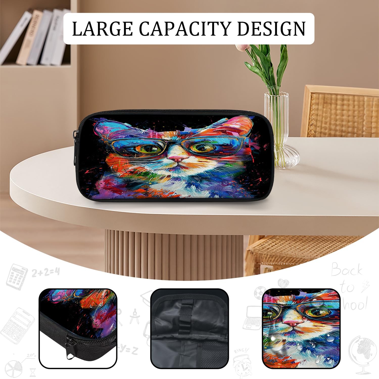 Cat School Backpack for Teens Kids Kindergarten Elementary Middle School 3-Pc…