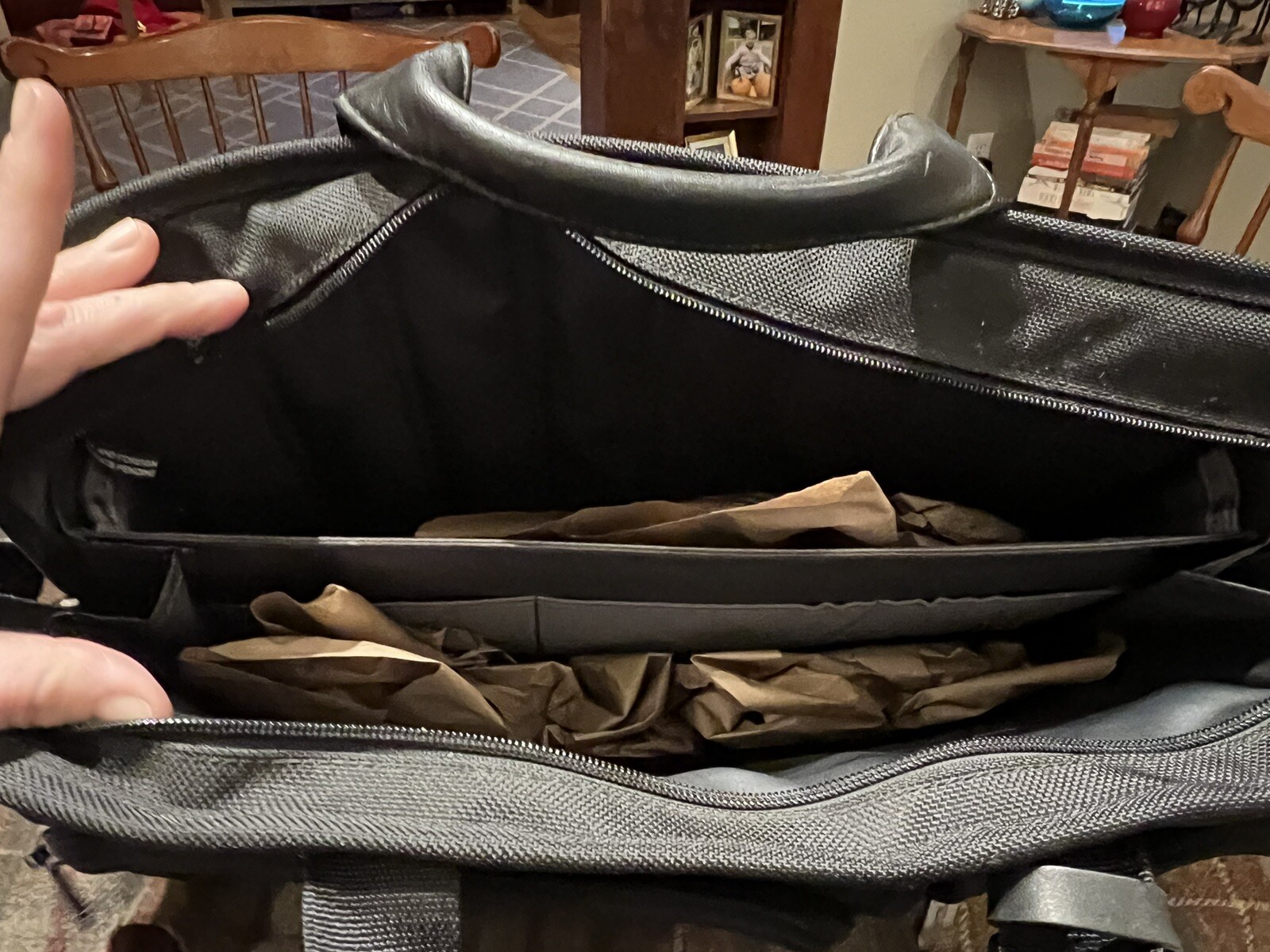 Tumi Nylon Briefcase Laptop Bag Messenger Black, Handles, Removable Strap