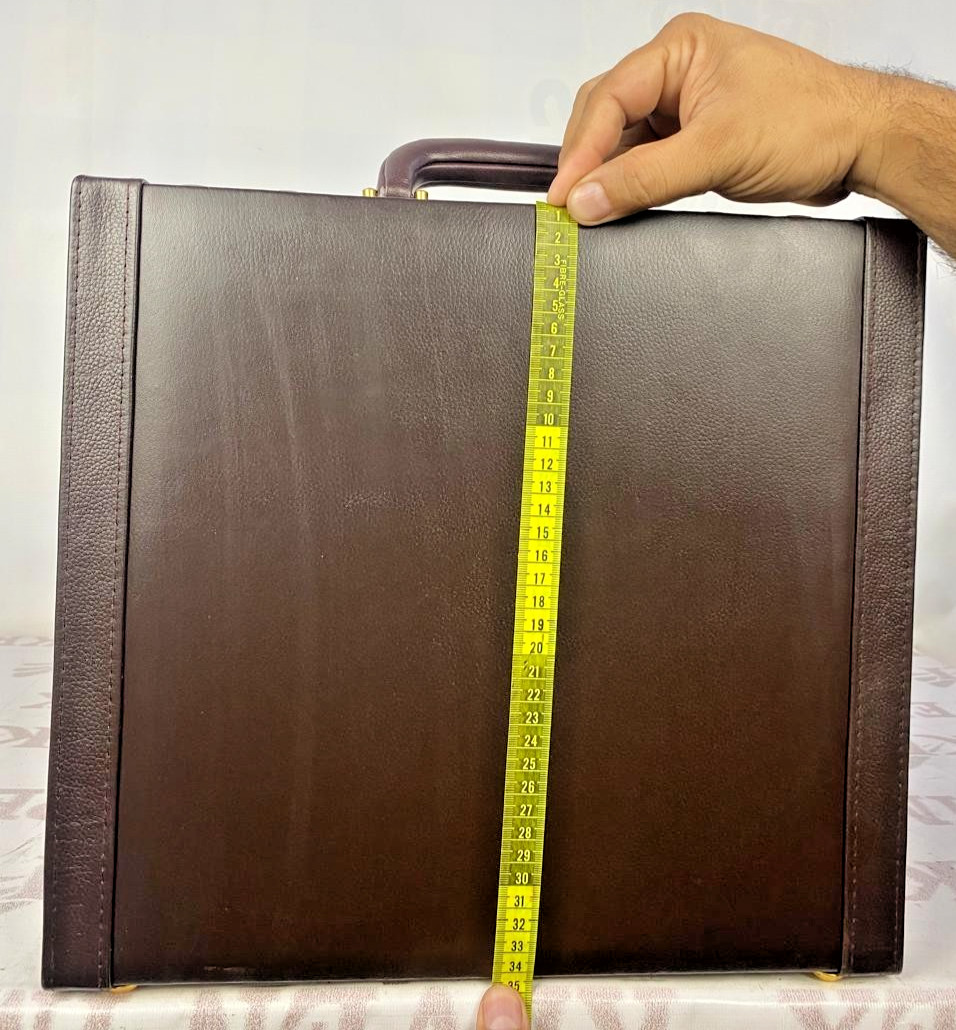 Brown Leather Attache Briefcase Combination Lock Business Document Case Office