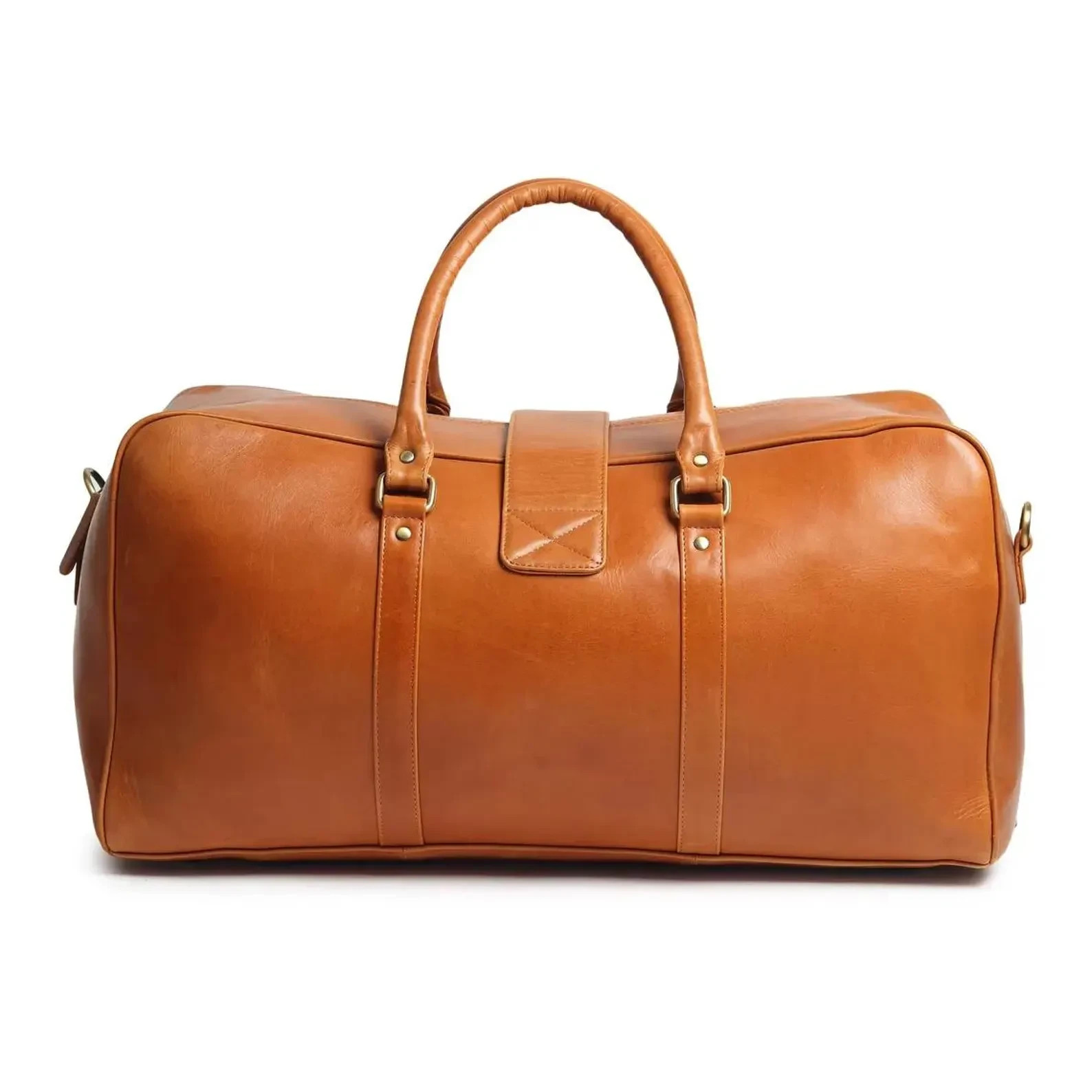 Handmade Full Grain Leather Duffle Bag Men | Weekender Carry-On Travel Holdall