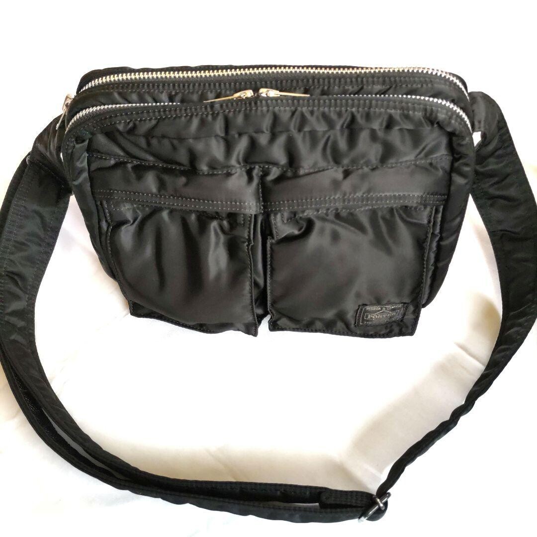 PORTER Tanker Black 2 Layer Shoulder Bag S Nylon Double Zip Japan 27cm 17cm 8cm