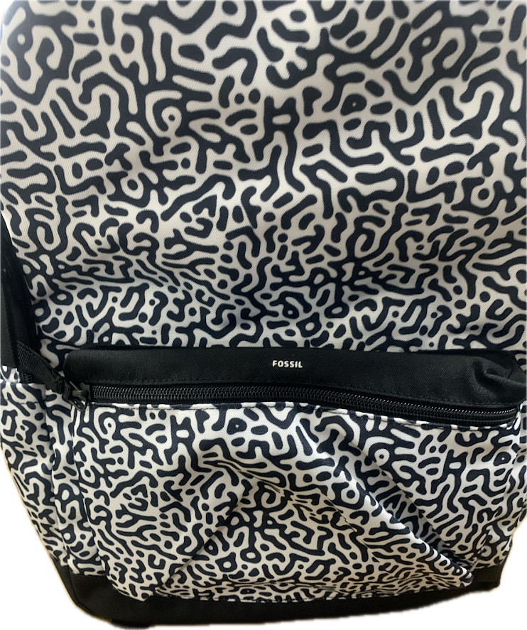 Fossil Belmont ViralOff Backpack Black White Laptop Travel Bag MBG1617005 NWT