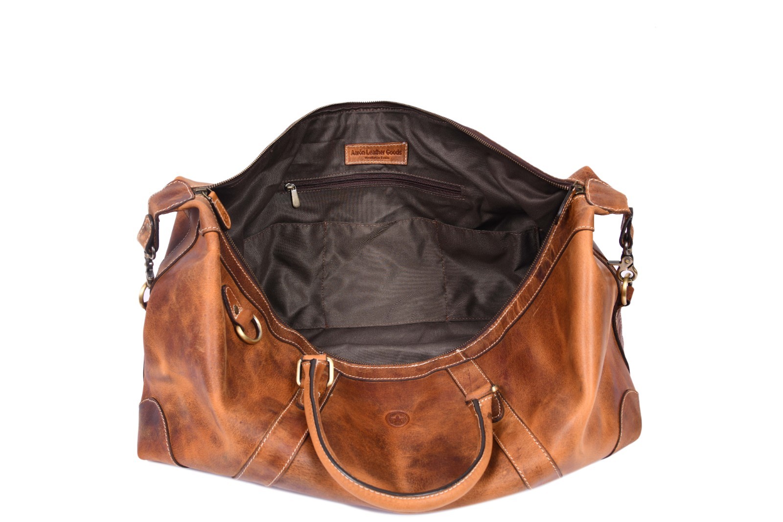 ALG Travel Duffel Bag 20 Inch Top Grain Weekender Bag for Men Brown