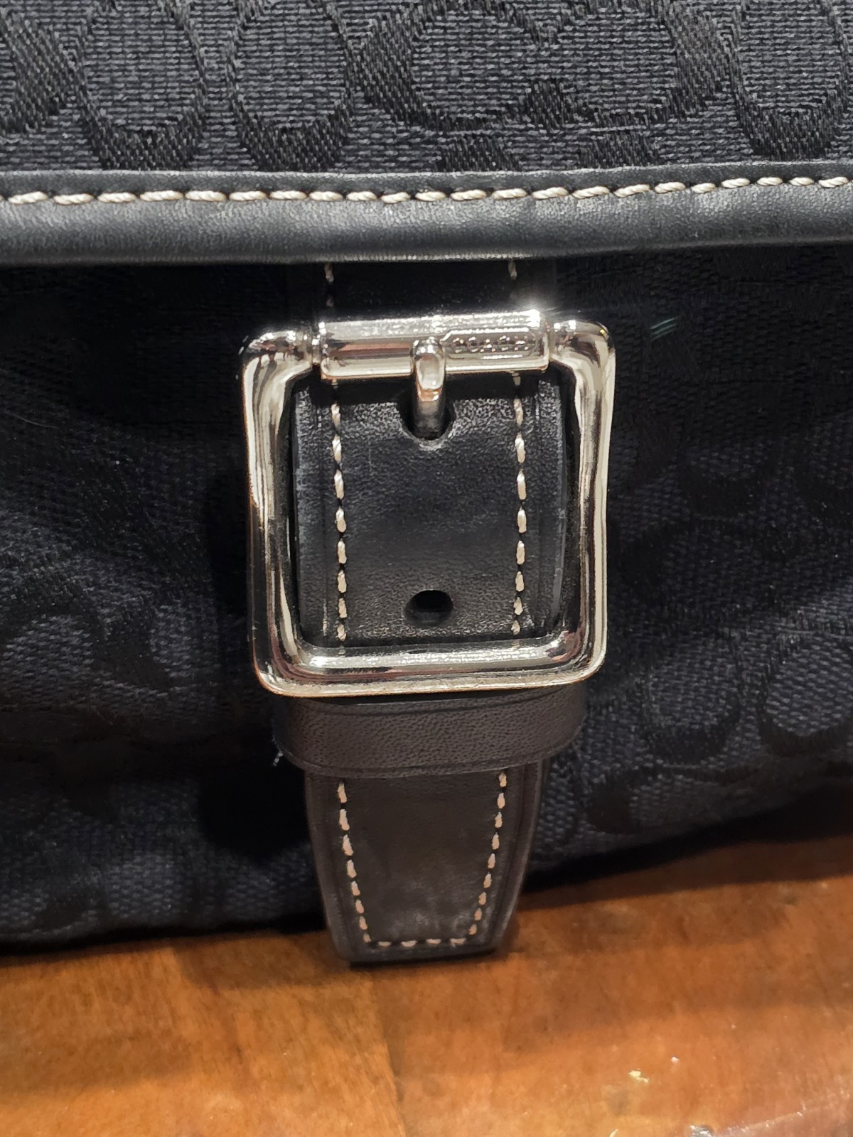 MINT COACH Canvas Messenger Bag Signature Crossbody Black Work laptop Handbag