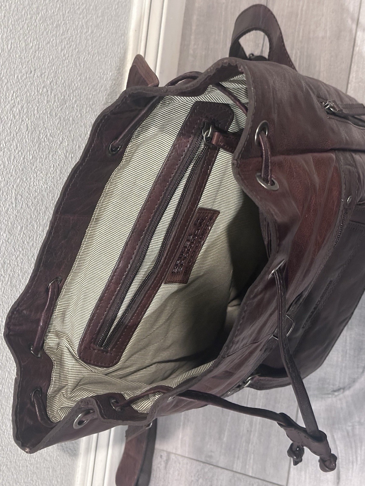 New Jack Georges Brown Leather Backpack 13”x14” Spikes & Sparrow