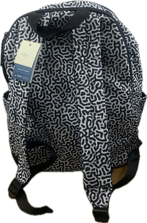 Fossil Belmont ViralOff Backpack Black White Laptop Travel Bag MBG1617005 NWT