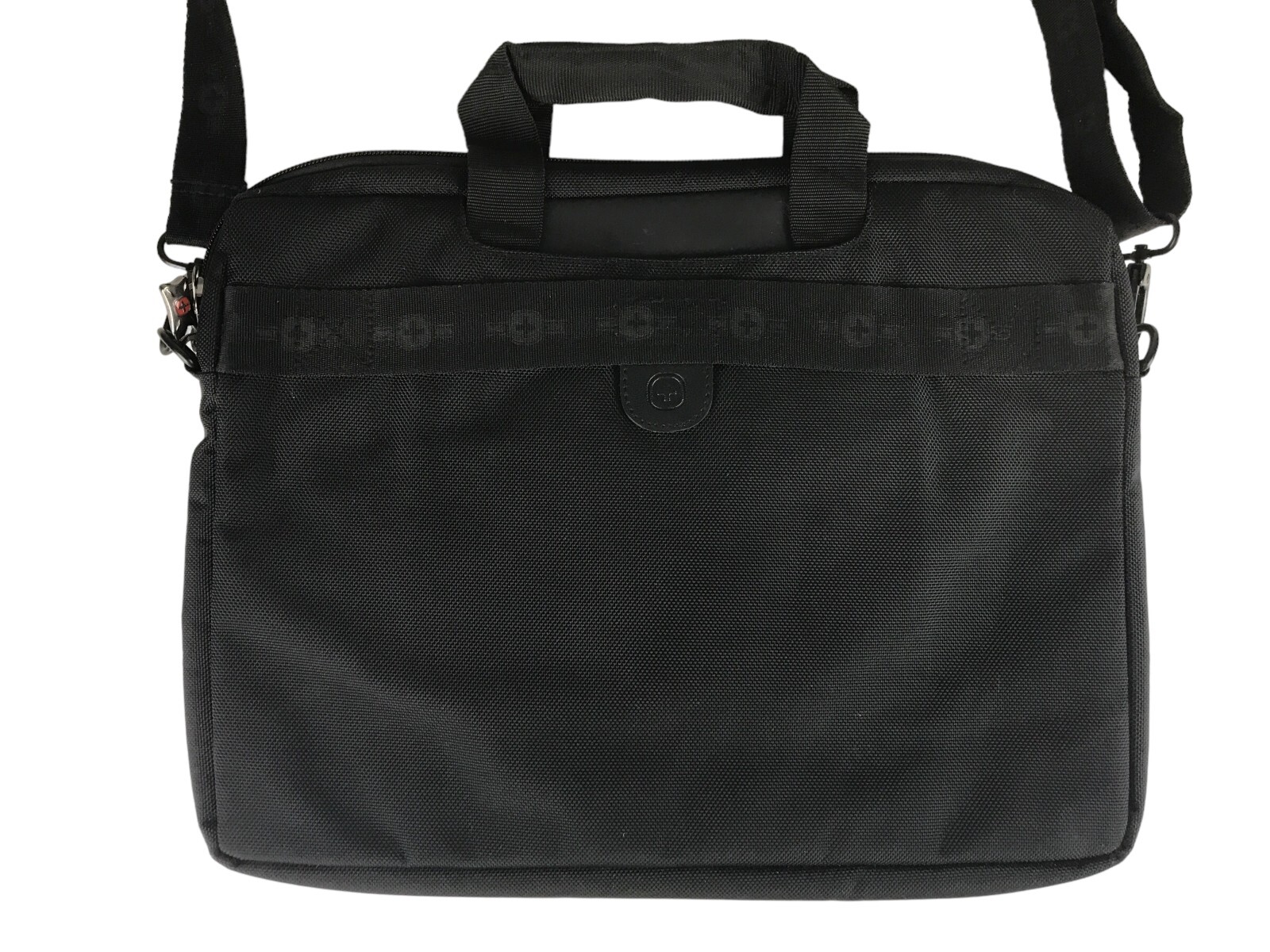 Swiss Gear Unisex Red Black Canvas Outer Pockets Detachable Strap Laptop Bag