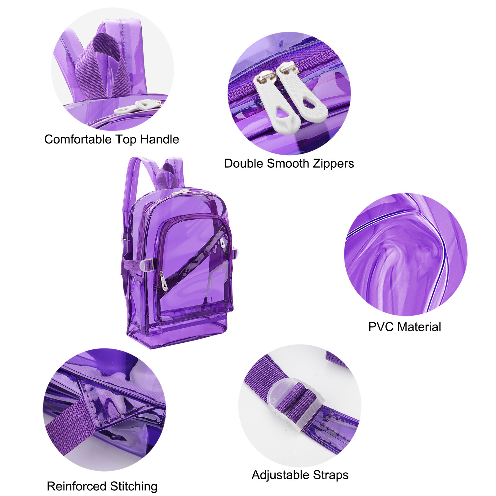 Heavy Duty Clear PVC Backpack, Transparent Bag, Waterproof See Through Backpack