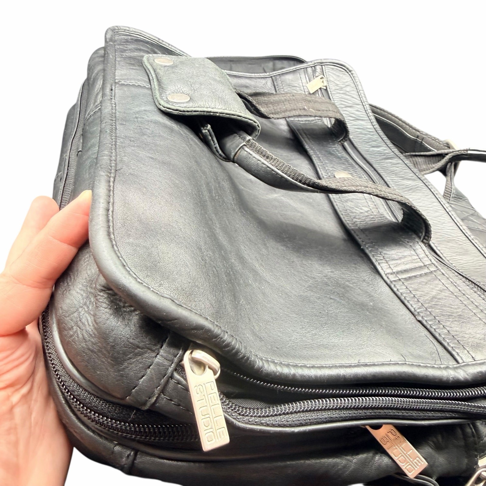 Wilsons Leather Pelle Studio Black Laptop Briefcase Bag