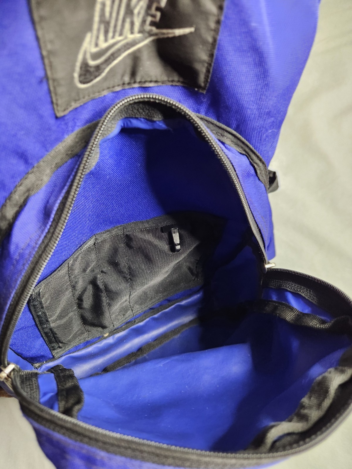 Vintage 90s Nike Backpack Royal Blue Suede Leather Lightweight Padded Sports