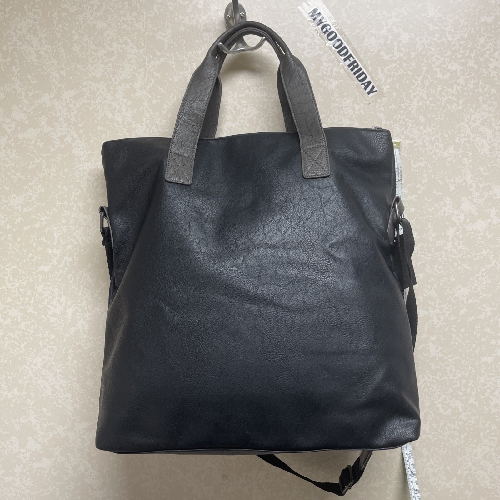 Buffalo Messenger Shoulder Bag Black/Grey Unisex 17”x17.5” 16”Laptop Pocket $99