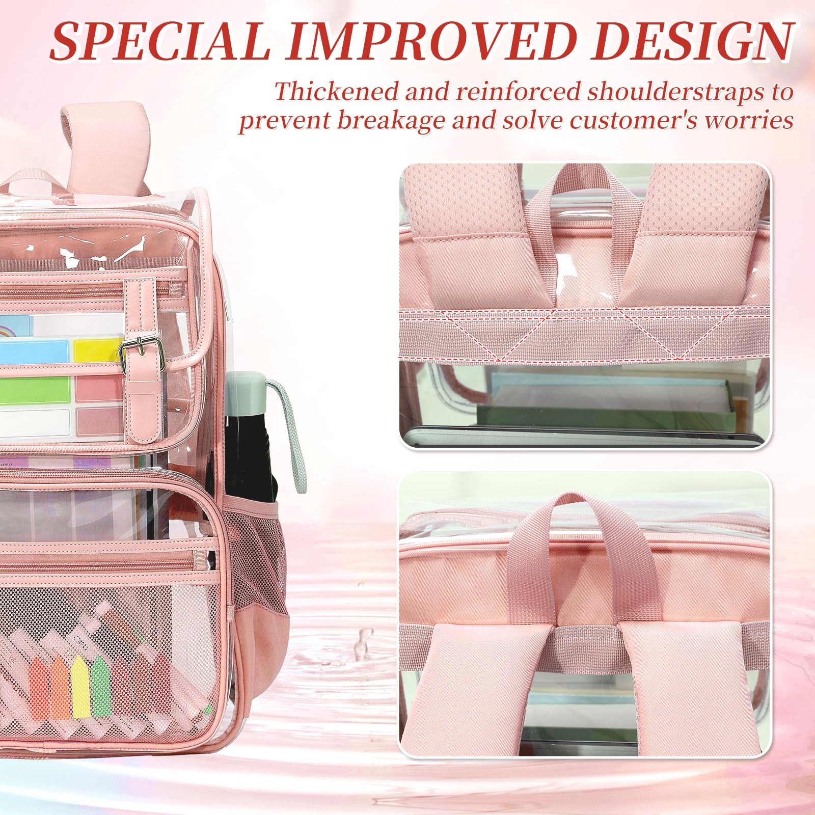 Clear Backpack 17x13x5.5in Heavy Duty PVC Transparent Bookbag – Stadium Approved