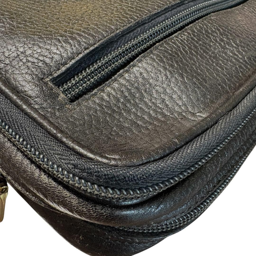 BALLY Clutch Bag Second Handbag Made in Italy Leather Black Vintage 26x20x6cm
