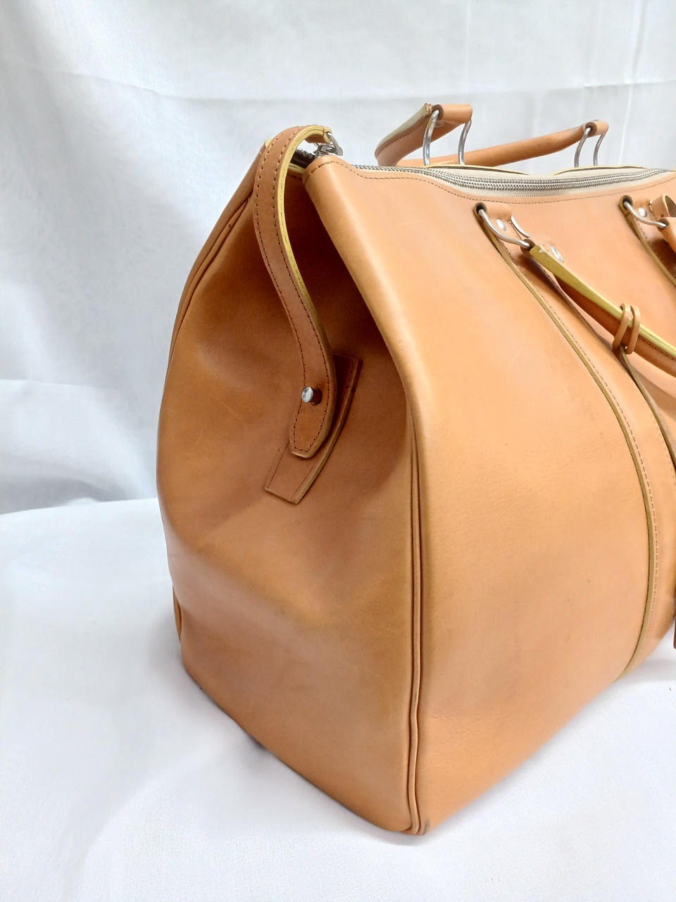 PORTER TAND Boston bag Camel Brown Leather Men Duffle bag Large capacity
