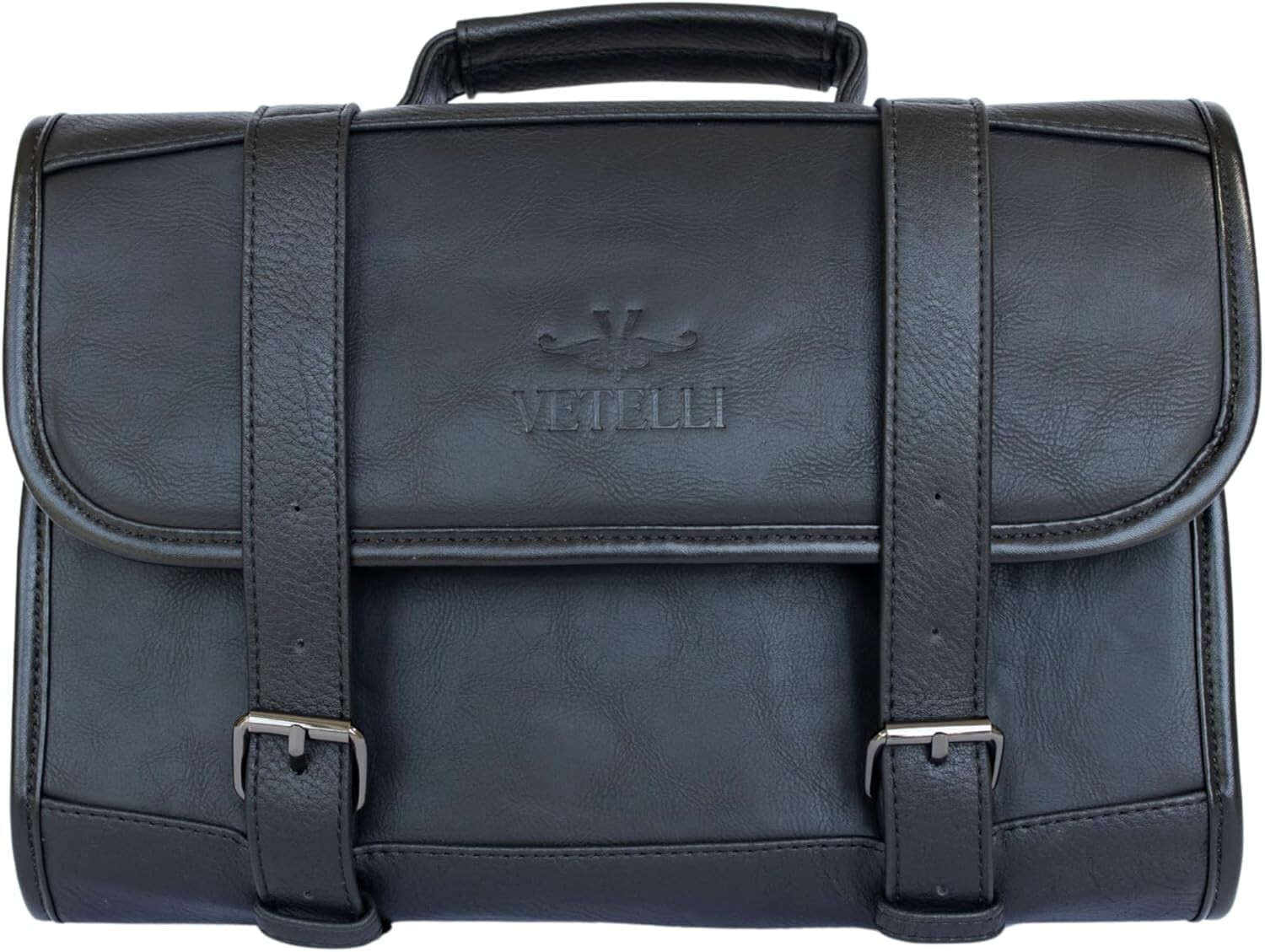 Luxurious Black PU Leather Toiletry Bag with 4 Compartments – Ideal for Travel