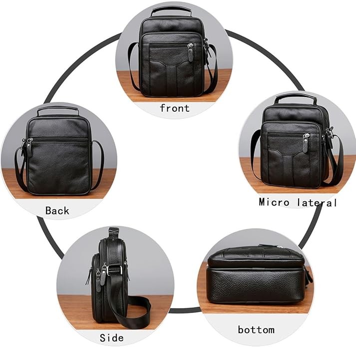 Men’s Genuine Leather Messenger Bag Crossbody Sling Bag for Casual Business Work