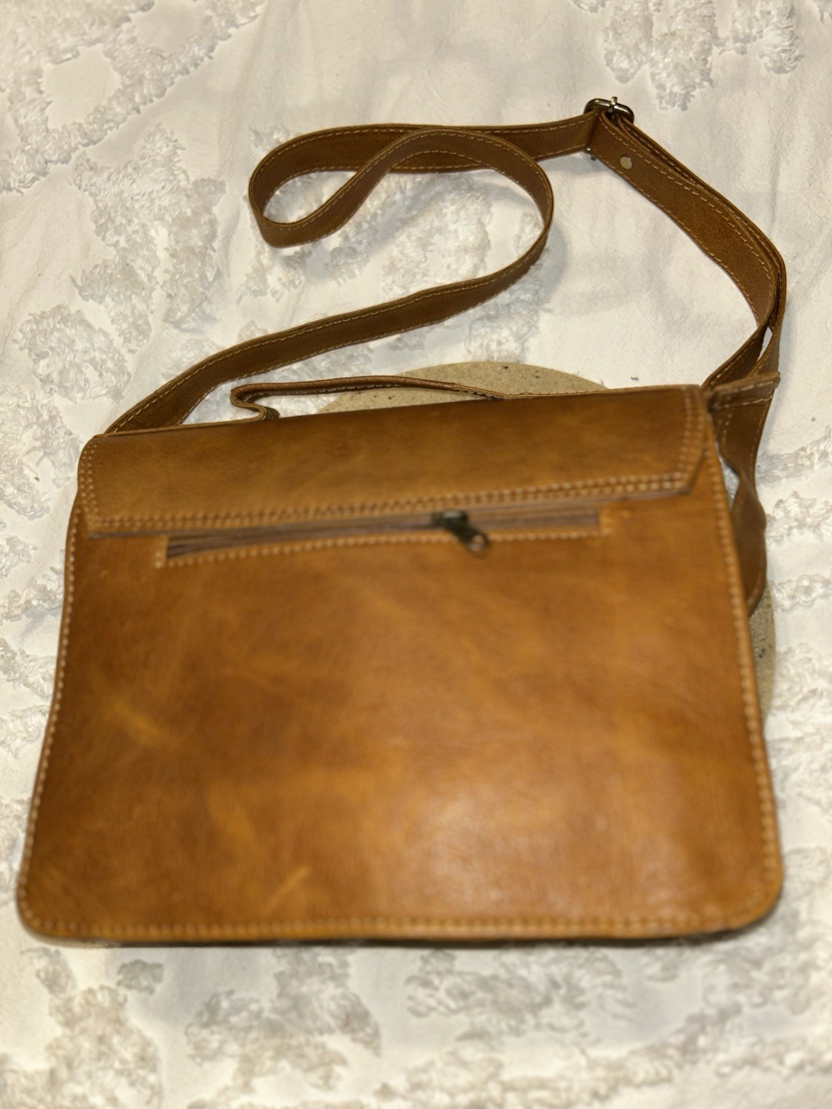 Vtg. 70’s Leather Camel Brown Bag Purse Shoulder/crossbody Made In USA