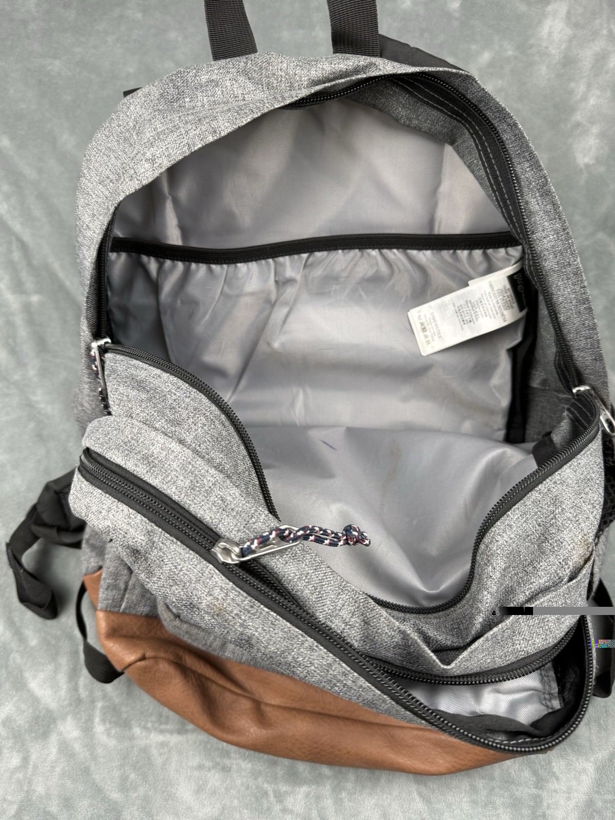 JanSport Right Pack Backpack Color: Graphite Grey Suede Leather Bottom ORIGINAL