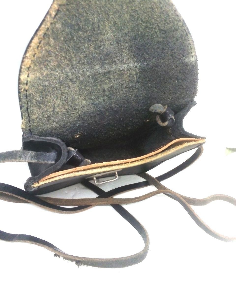 Vintage Swiss Genuine Leather Black Bag Case Belt Pouch Slightly Used 12×12 cm