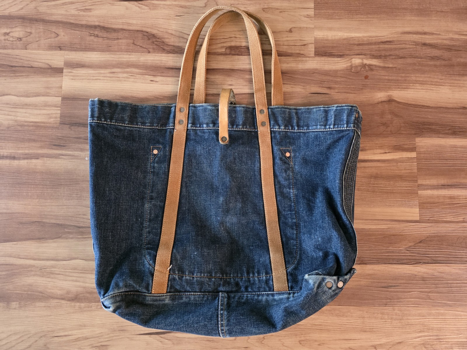 Double RL (RRL) Denim Tote Bag With Concho Strap