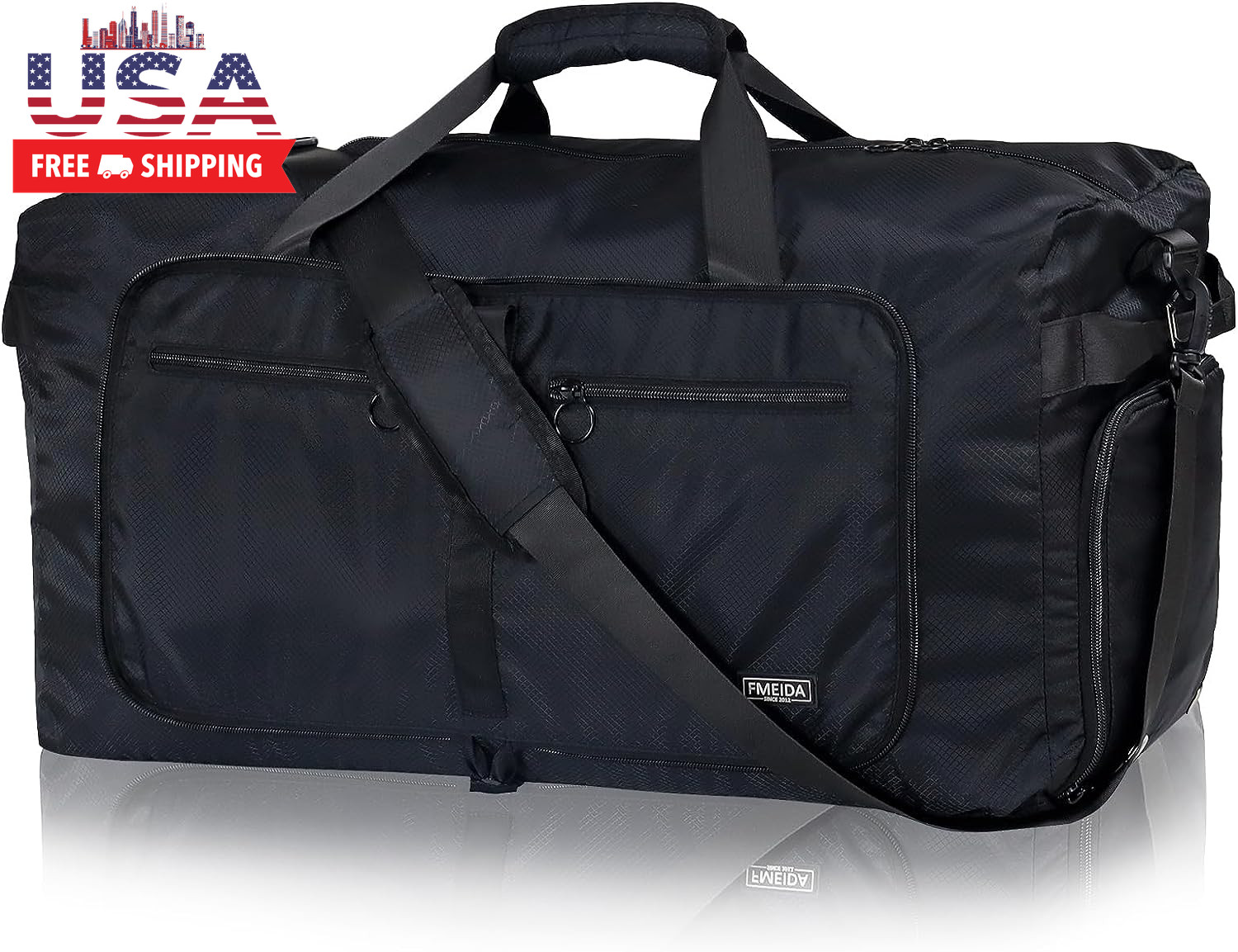 65L Duffle Bag with Shoes Compartment, Foldable Travel Duffel Bags for Men Women