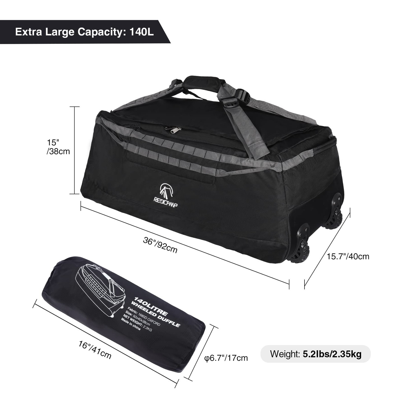 85L/120L/140L Foldable Duffle Bag with Wheels, Large Travel Duffel Bag, 140l …