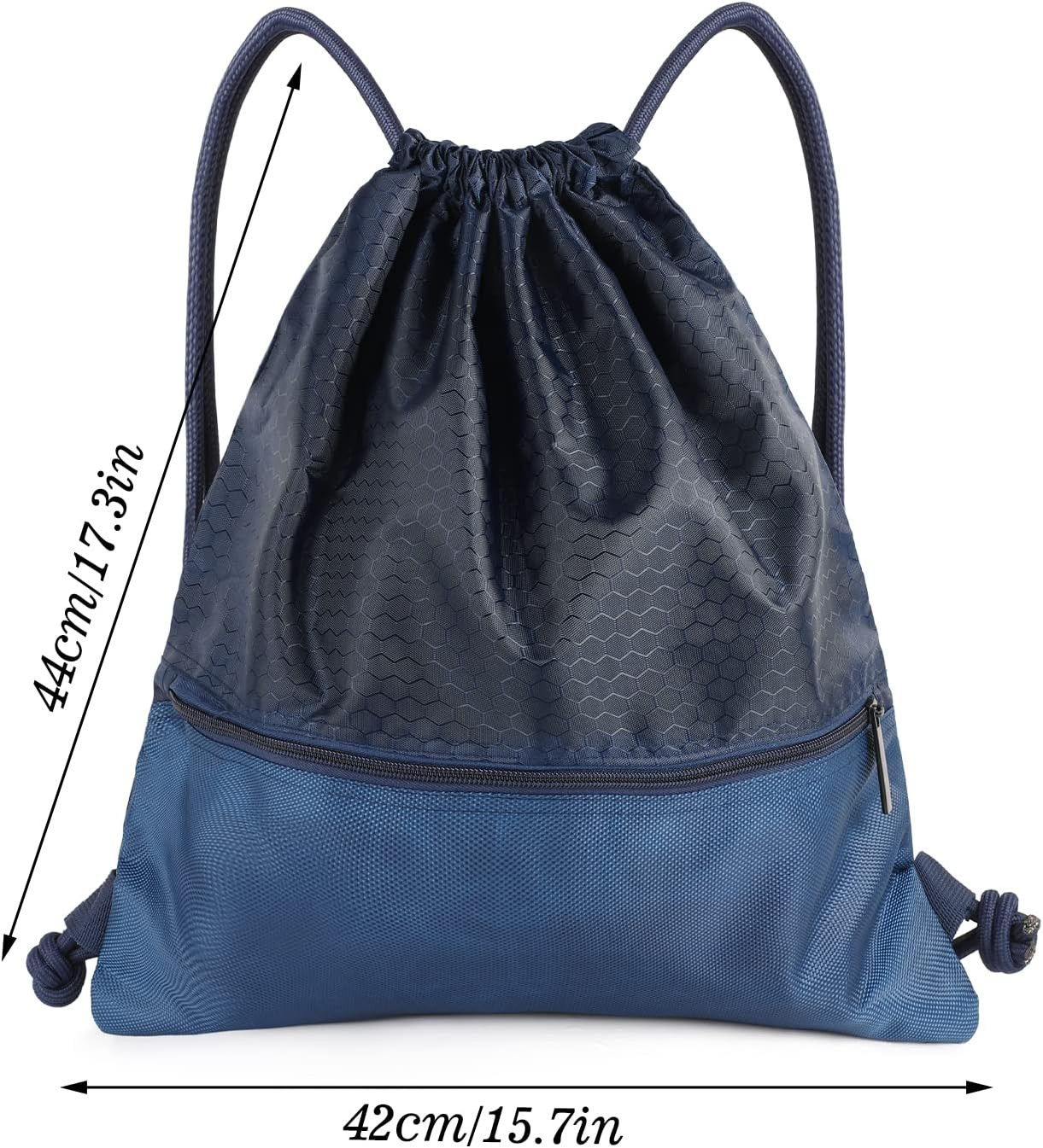 Drawstring Backpack Bag, Waterproof Draw String Back Sack with Zip Pocket, Gym D
