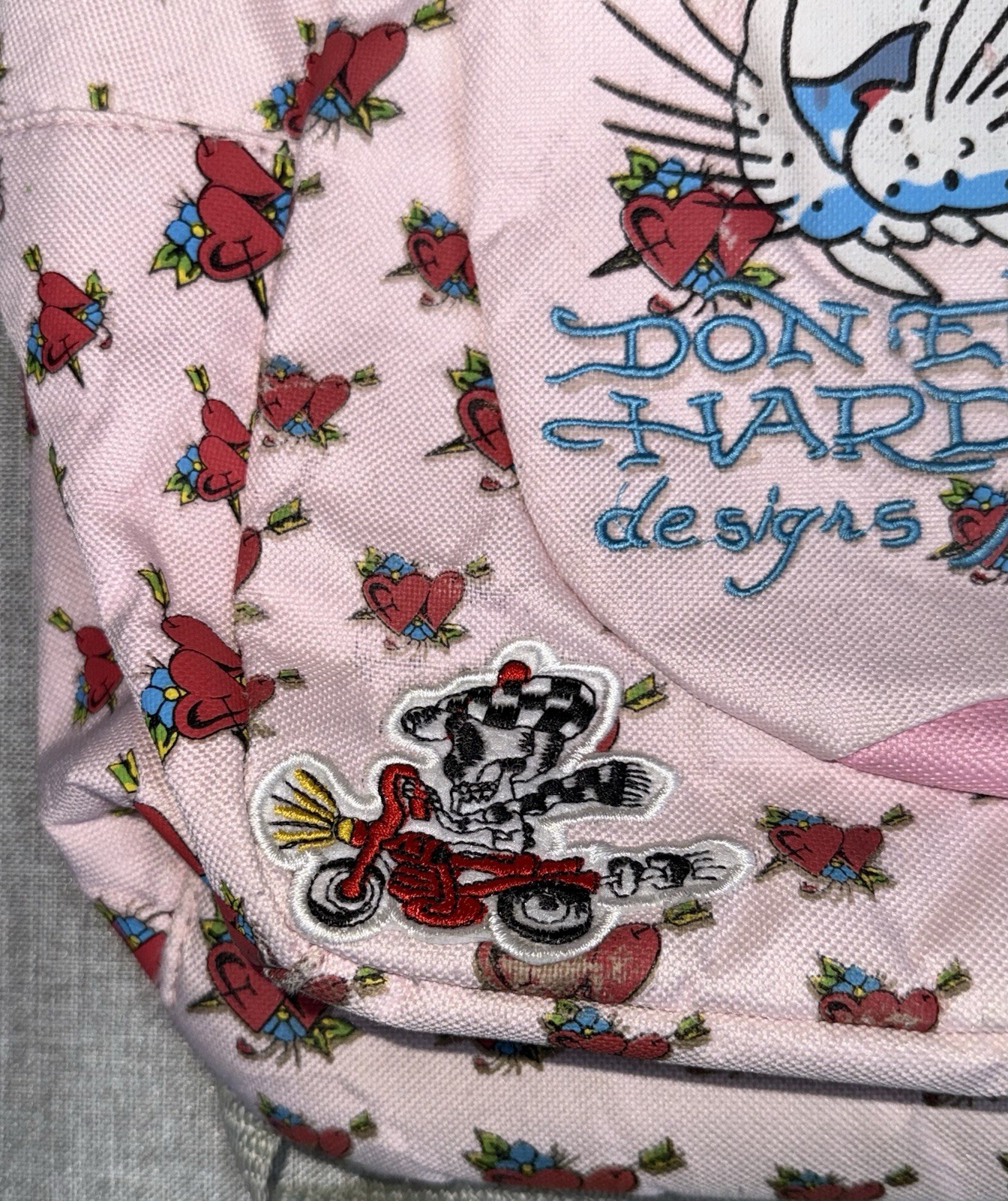 VTG Y2K Ed Hardy All Over Rose Print Leopard Embroidered Backpack Bag 17” 2000s
