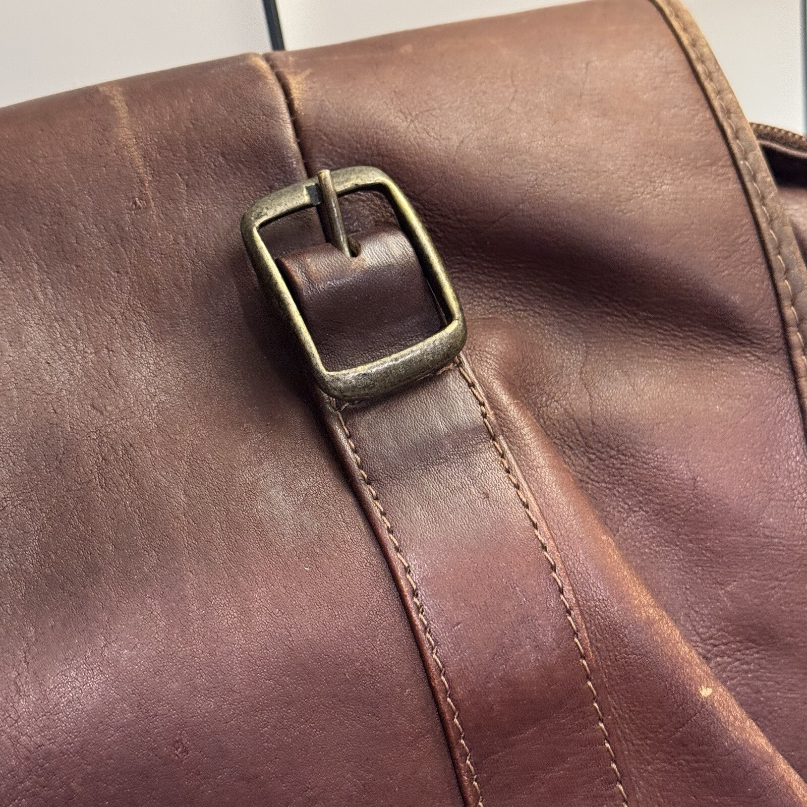PM4 Manufacturas Quintero Colombia Brown Genuine Leather Laptop Messenger Bag