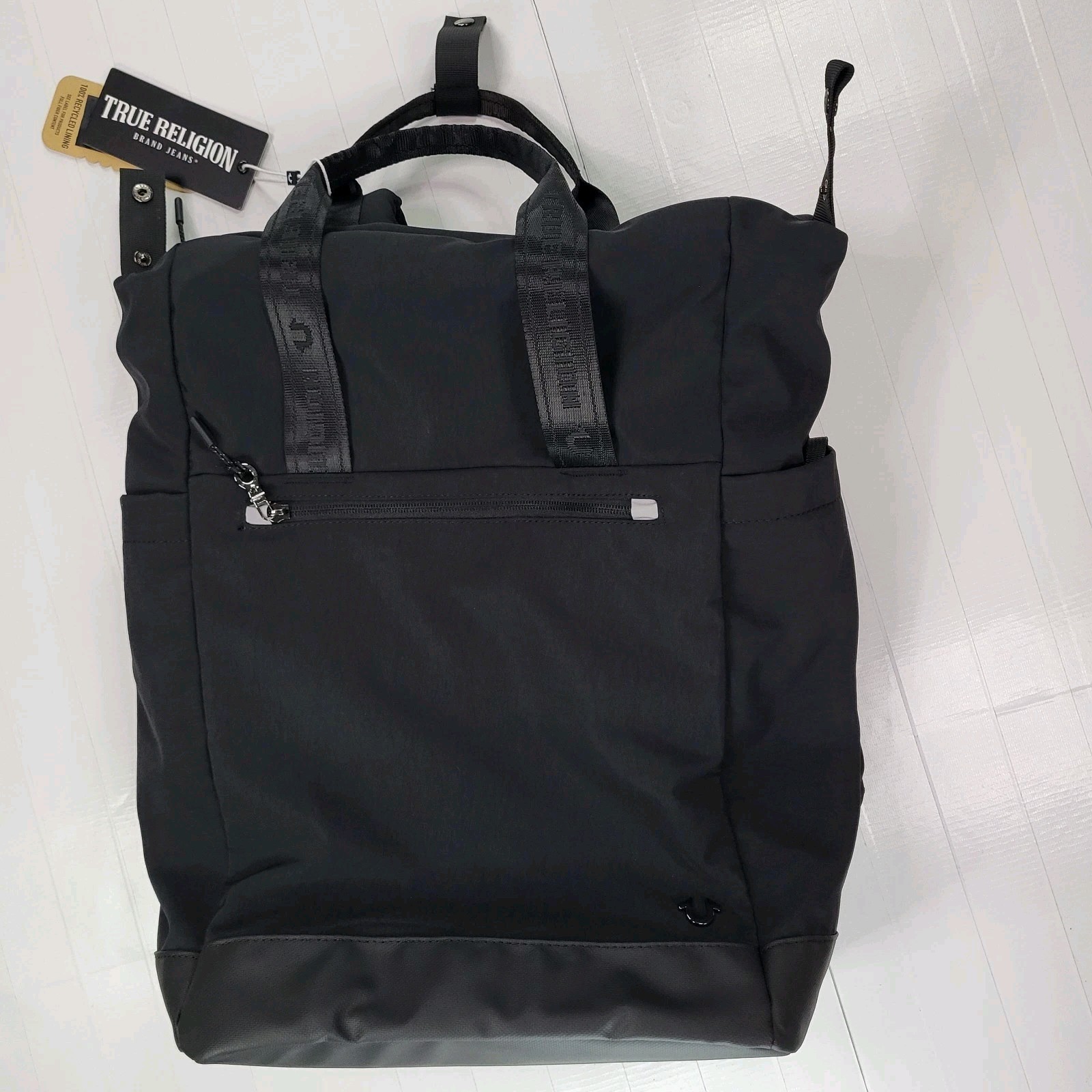 True Religion Black Lightweight Backpack New with Tags Mens Bag Handle Authentic