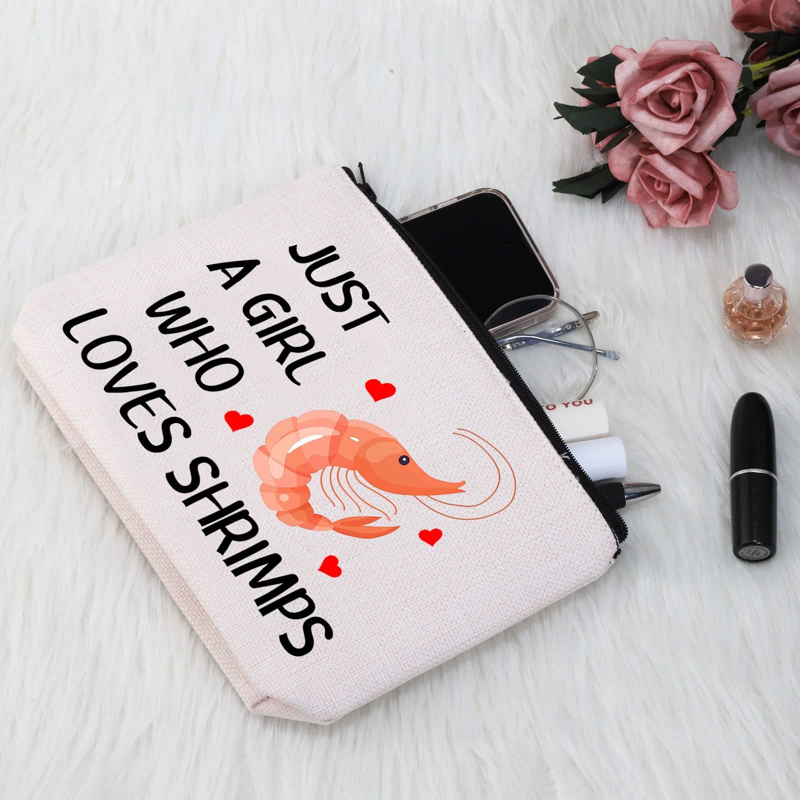 G2TUP Shrimp Lover Gift Who Loves Shrimps Makeup White Bag