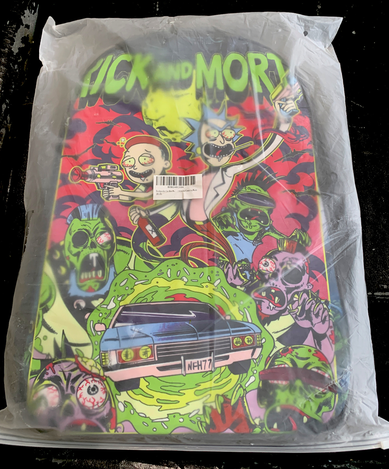 Rick and Morty Acid Trip Reversible Rare Backpack W/Coin Purse(2) – New!