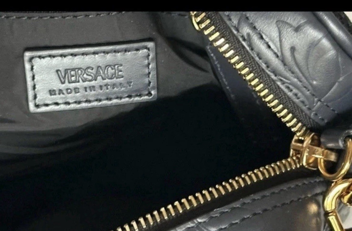 Versace Medusa Head Embossing Calf Leather Blue Crossbody Bag 1005464 IT NWT